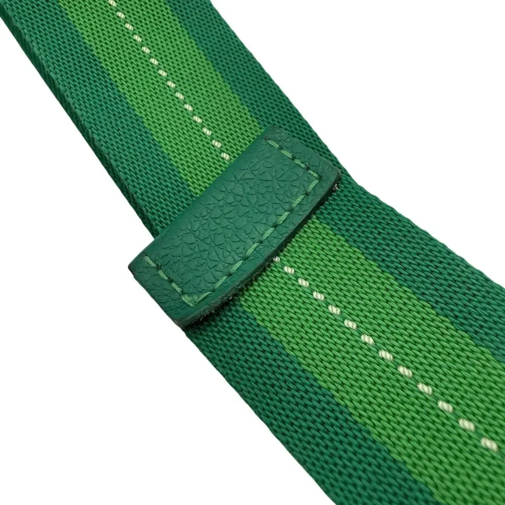 J.Lindeberg Green Striped D-Ring Golf Belt One Size Sporty Athletic Casualwear